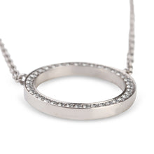 Reversible Halo White Lab & Black Diamond Circle Pendant Necklace