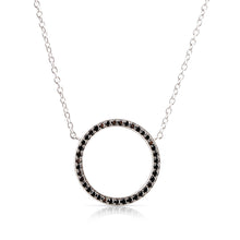 Reversible Halo White Lab & Black Diamond Circle Pendant Necklace