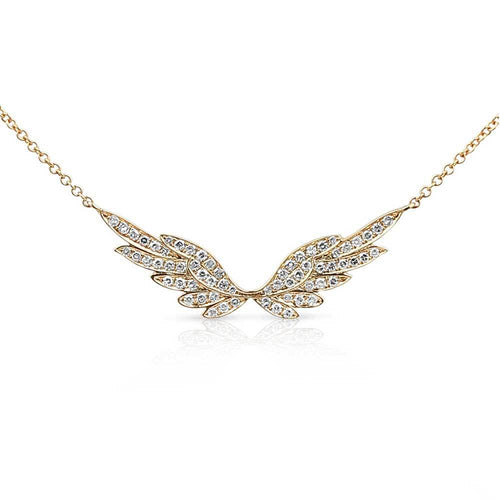 Gold Halo Diamond Angel Wing Necklace SOLD OUT